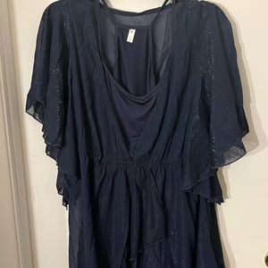 NWOT Butterfly Sleeve Navy Blouse